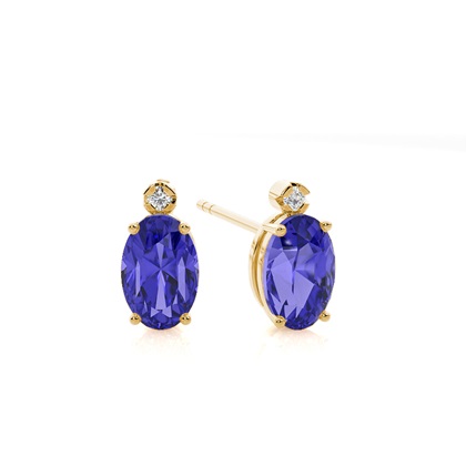 Prong Setting Oval Tanzanite Earrings
