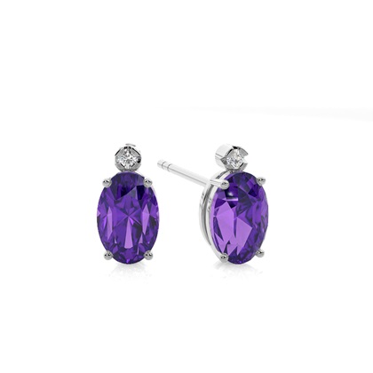 Prong Setting Oval Amethyst Earrings