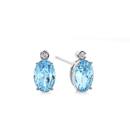 Prong Setting Oval Aquamarine Earrings