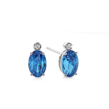 Prong Setting Oval Blue Topaz Earrings