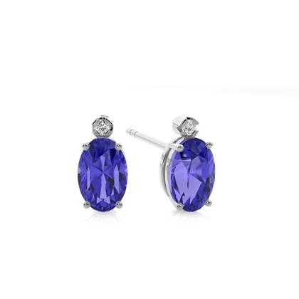 Prong Setting Oval Tanzanite Earrings