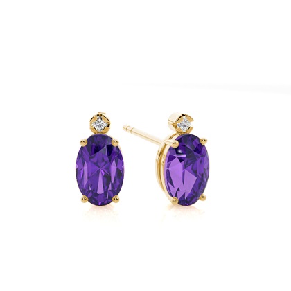 Prong Setting Oval Amethyst Earrings