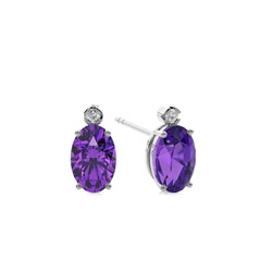 Ovale Amethyst-Ohrringe in einer Krappenfassung