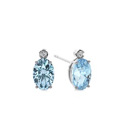 Prong Setting Oval Aquamarine Earrings