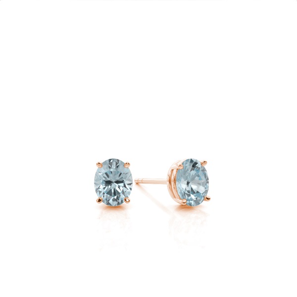 4 Prong Setting Oval Aquamarine Stud Earring