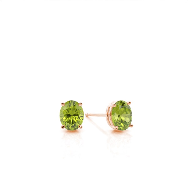 4 Prong Setting Oval Peridot Stud Earring
