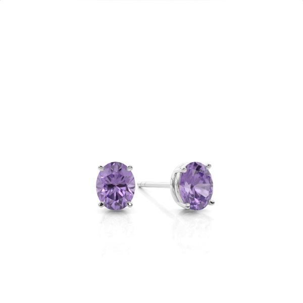 4 Prong Setting Oval Amethyst Stud Earring