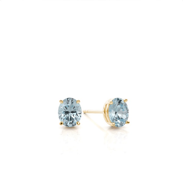 4 Prong Setting Oval Aquamarine Stud Earring