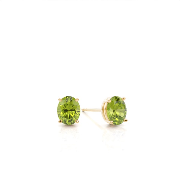 4 Prong Setting Oval Peridot Stud Earring