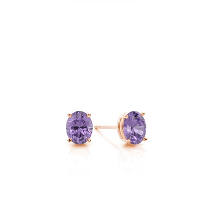 4 Prong Setting Oval Amethyst Stud Earring