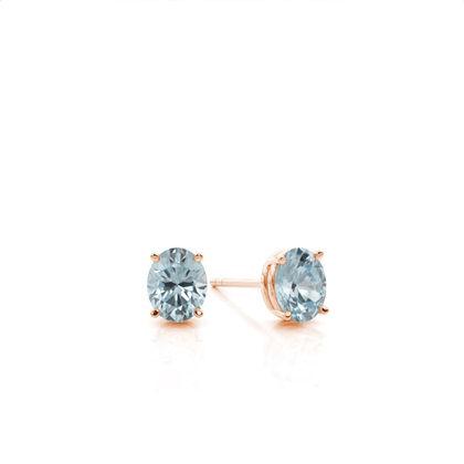 4 Prong Setting Oval Aquamarine Stud Earring