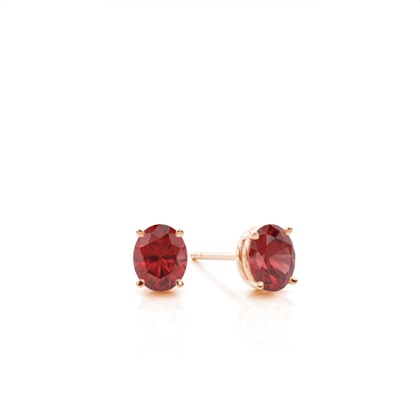 4 Prong Setting Oval Garnet Stud Earring