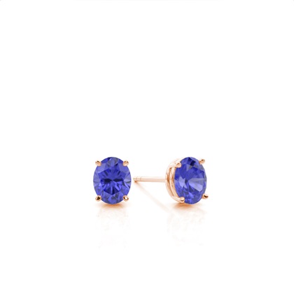 4 Prong Setting Oval Tanzanite Stud Earring