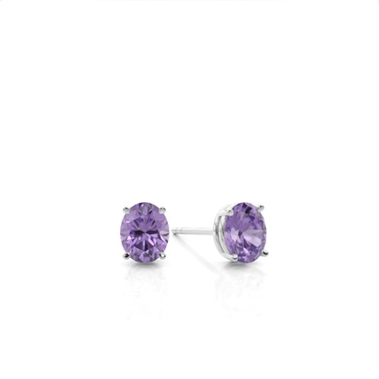 4 Prong Setting Oval Amethyst Stud Earring