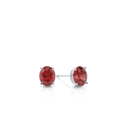 4 Prong Setting Oval Garnet Stud Earring