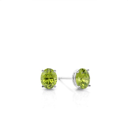 4 Prong Setting Oval Peridot Stud Earring