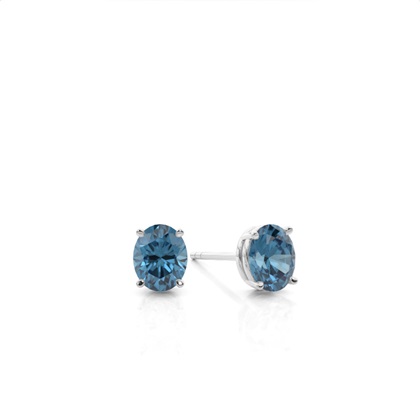 4 Prong Setting Oval Blue Topaz Stud Earring