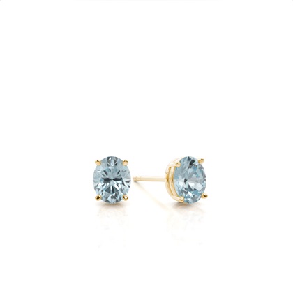 4 Prong Setting Oval Aquamarine Stud Earring