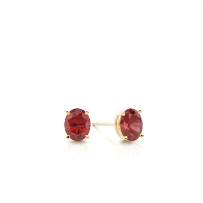 4 Prong Setting Oval Garnet Stud Earring