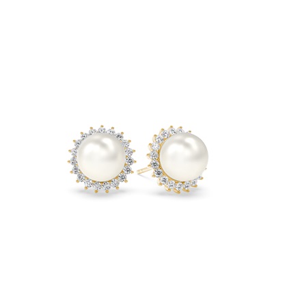 Tension Setting Round Pearl Stud Earrings