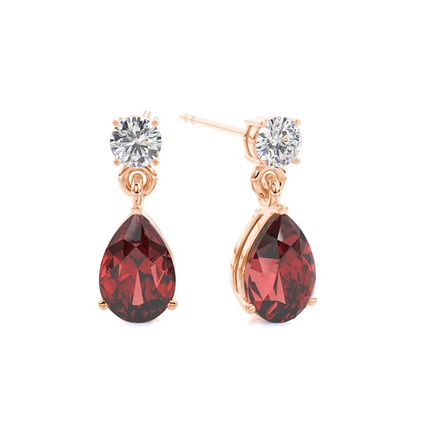 Prong Setting Pear Garnet Earrings