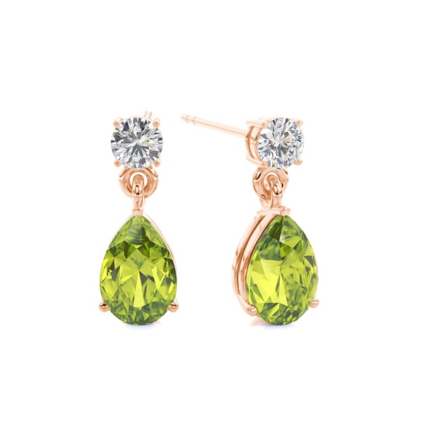 Prong Setting Pear Peridot Earrings