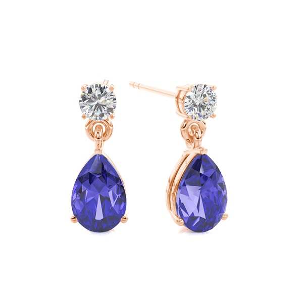 Prong Setting Pear Tanzanite Earrings