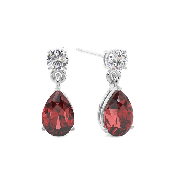 Prong Setting Pear Garnet Earrings