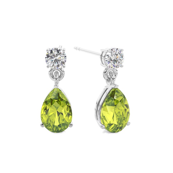 Prong Setting Pear Peridot Earrings