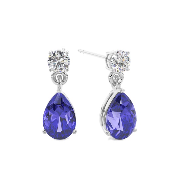Prong Setting Pear Tanzanite Earrings