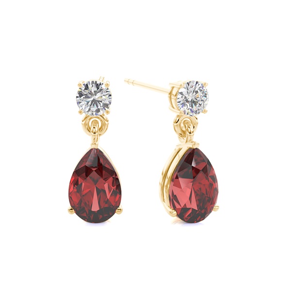 Prong Setting Pear Garnet Earrings