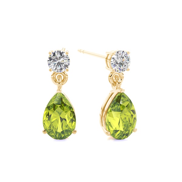 Prong Setting Pear Peridot Earrings
