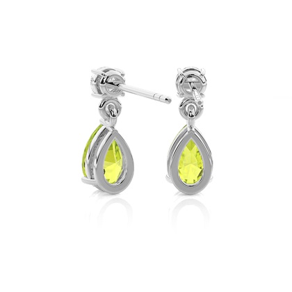 Tropfenförmige Peridot Ohrringe in einer Krappenfassung