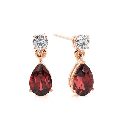 Prong Setting Pear Garnet Earrings