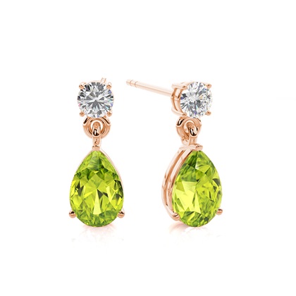 Prong Setting Pear Peridot Earrings
