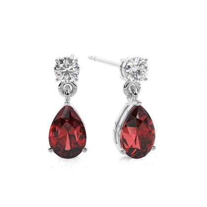 Prong Setting Pear Garnet Earrings