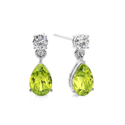 Prong Setting Pear Peridot Earrings