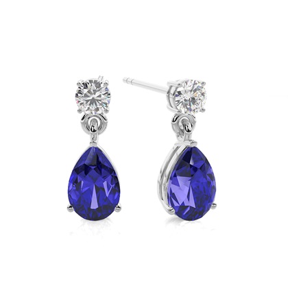 Prong Setting Pear Tanzanite Earrings