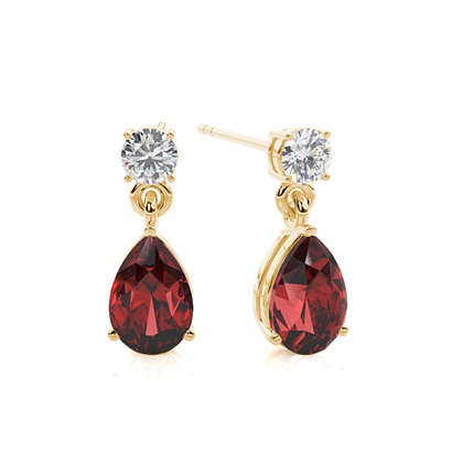 Prong Setting Pear Garnet Earrings
