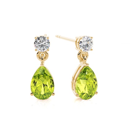 Prong Setting Pear Peridot Earrings