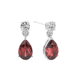 Prong Setting Pear Garnet Earrings