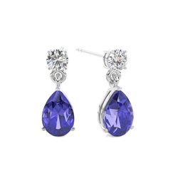 Prong Setting Pear Tanzanite Earrings