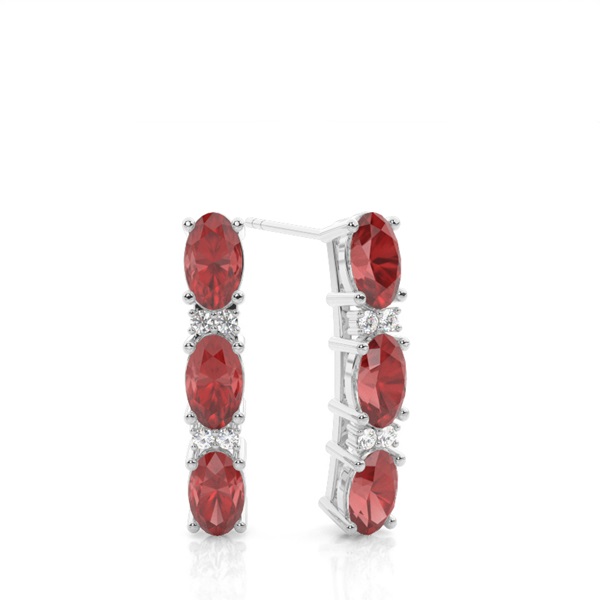 Prong Setting Oval Garnet Earrings