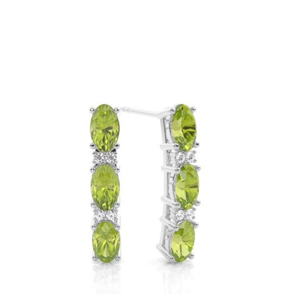 Prong Setting Oval Peridot Earrings