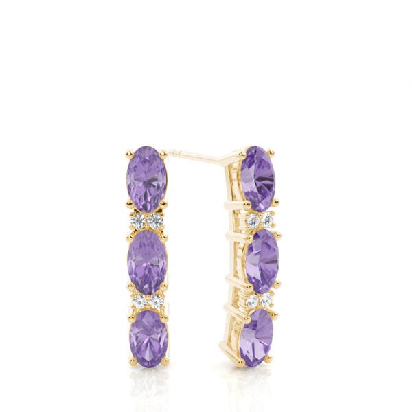 Prong Setting Oval Amethyst Earrings