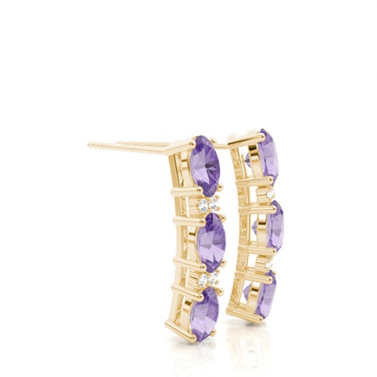 Ovale Amethyst-Ohrringe in einer Krappenfassung