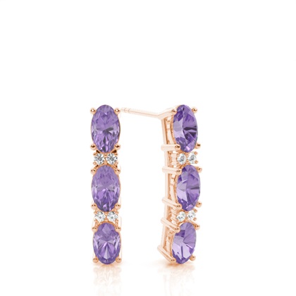 Prong Setting Oval Amethyst Earrings