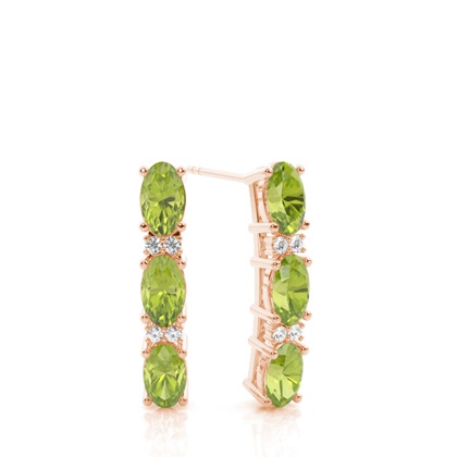 Prong Setting Oval Peridot Earrings