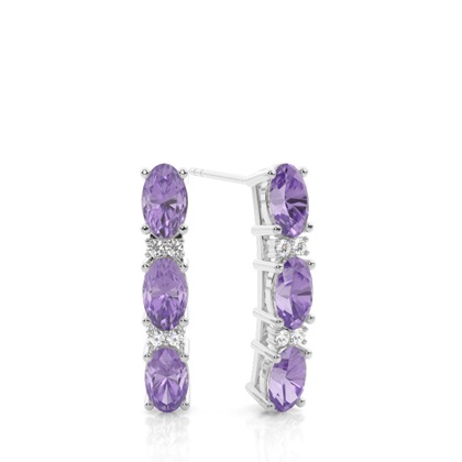 Prong Setting Oval Amethyst Earrings