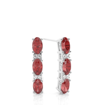 Prong Setting Oval Garnet Earrings